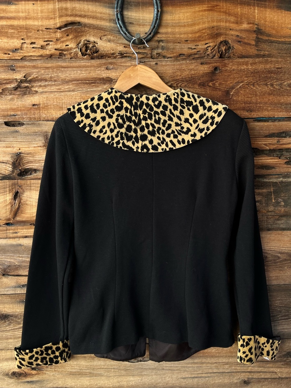 METROPOLITAN | Vintage 90s Y2K Leopard Black Pencil Skirt & Jacket Set 12 - Picture 8 of 12